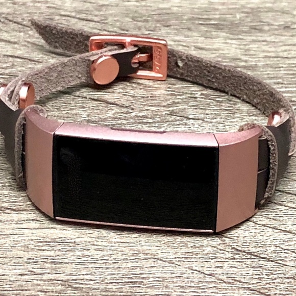 Dark Brown RoseGold Charge 4 Slim Leather Bracelet - Picture 6 of 8